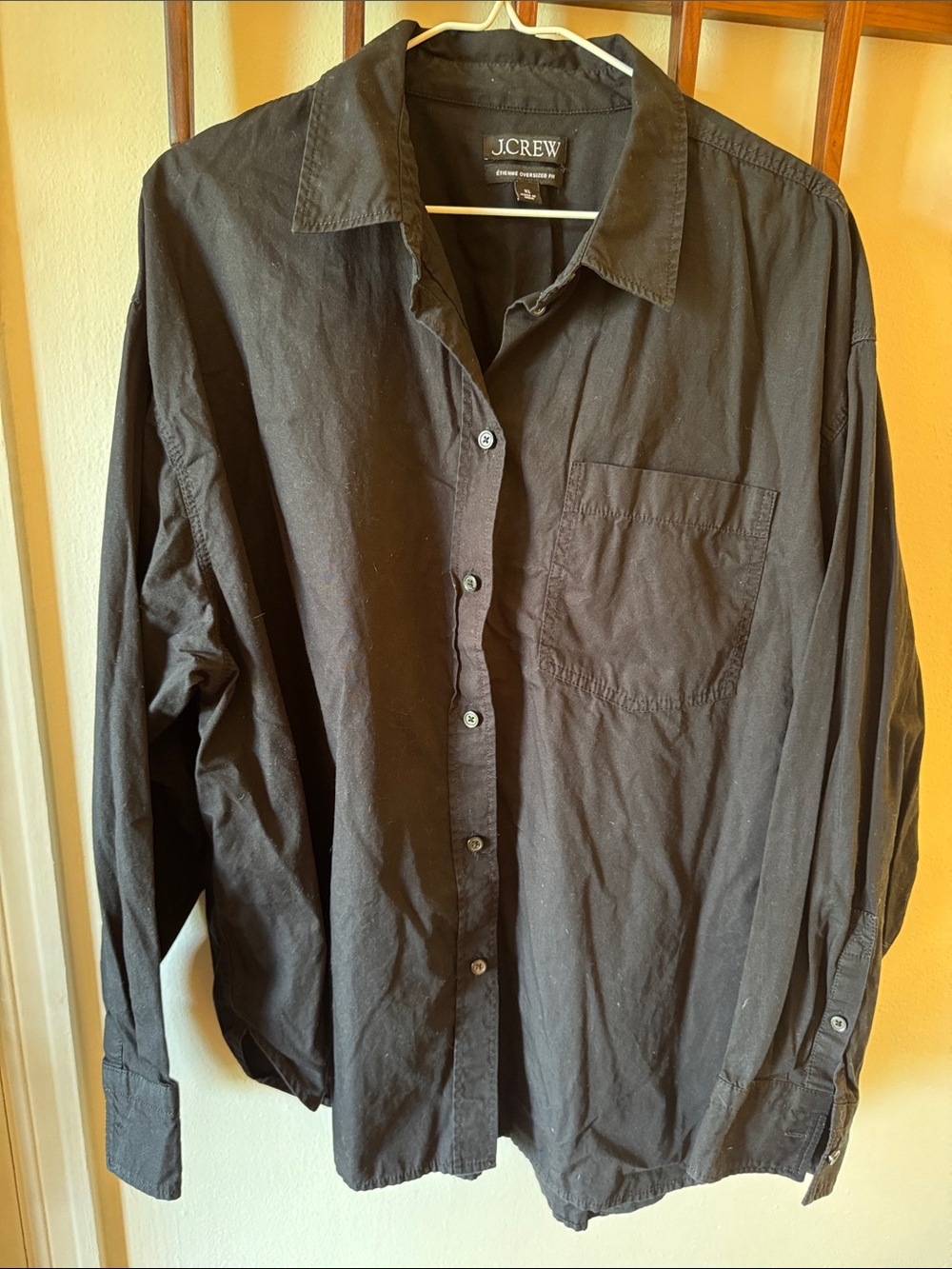 J. Crew Women’s Black Etienne Oversized Fit Button-Up Shirt